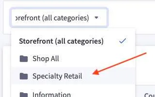 category filters page selector