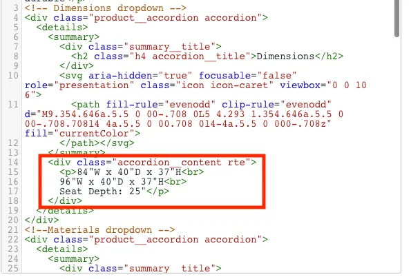 Update content section