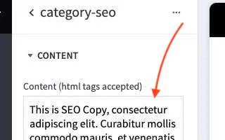 category seo block widget settings