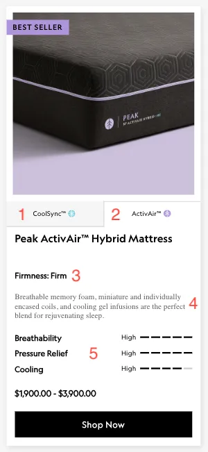 comparison category cards