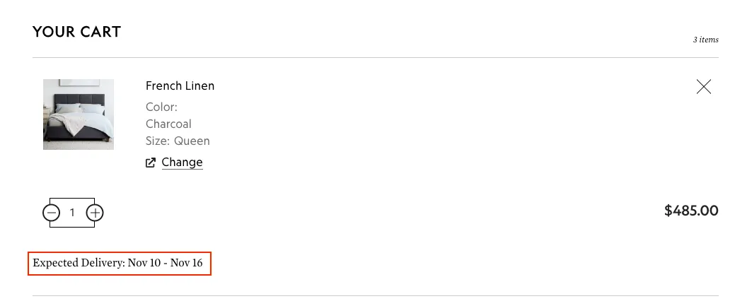 how the est delivery appears for the customer