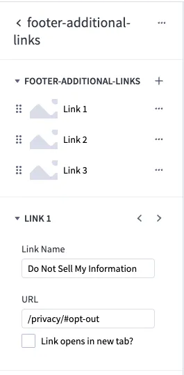 Footer additional links