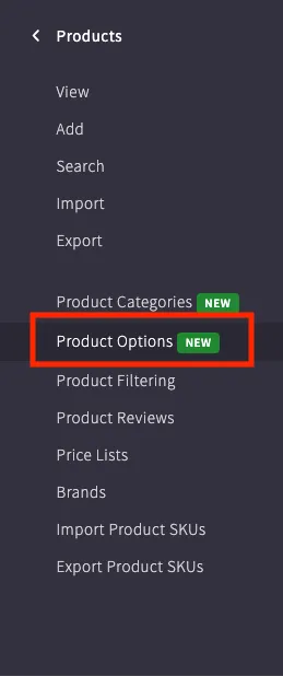 Shared product options nav