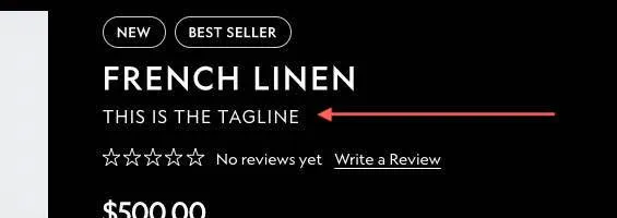 The product tagline as displayed on the website