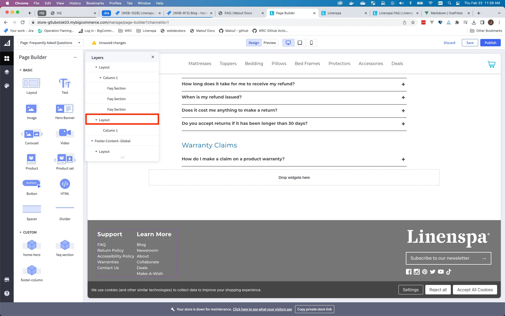 FAQ page with the first section of the page highlighted