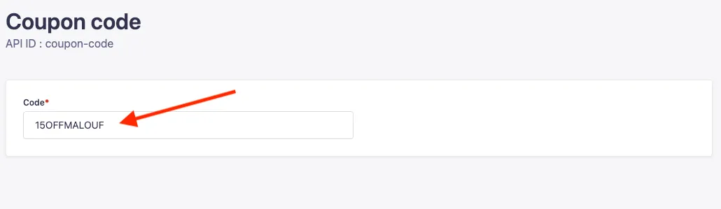 Change coupon code in Strapi