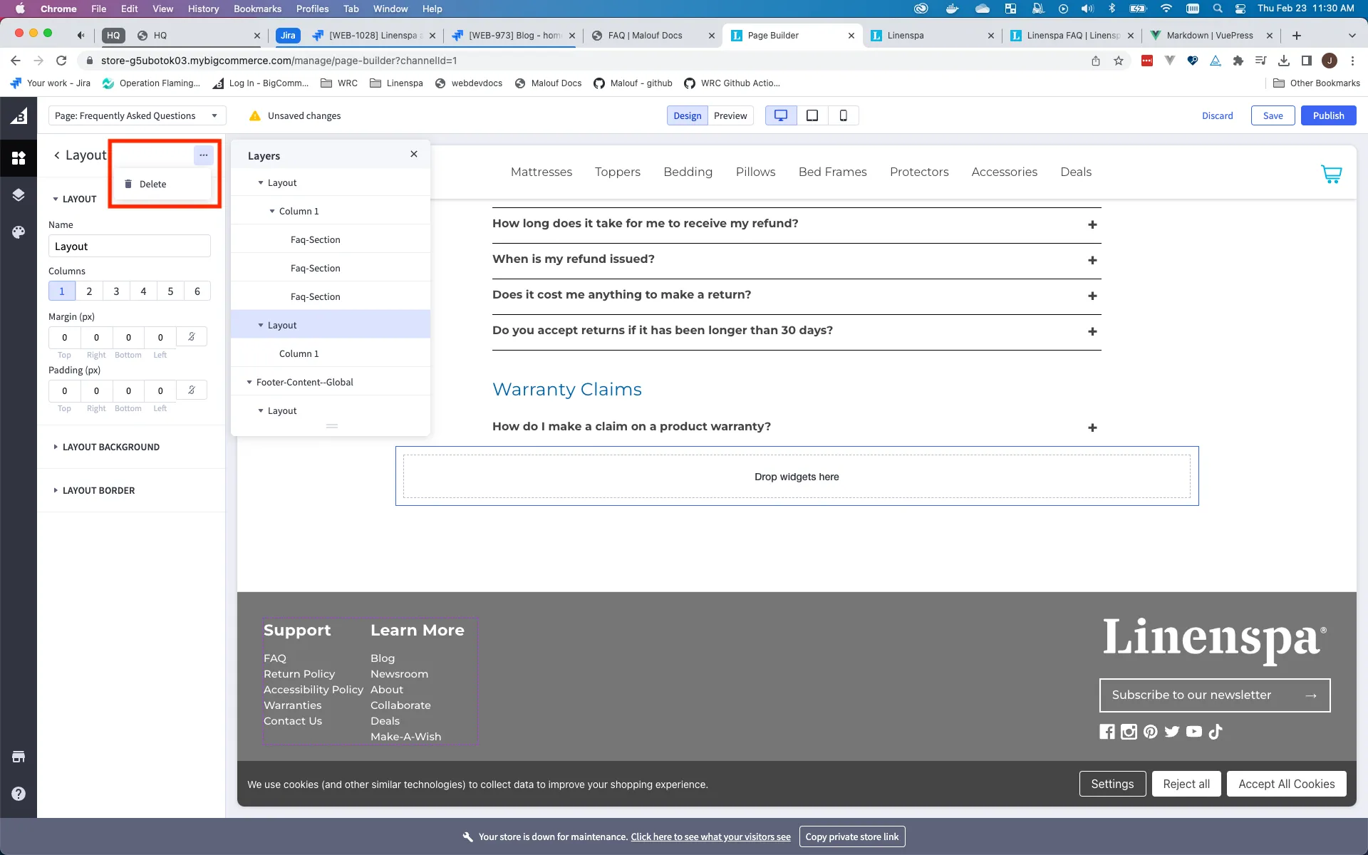 FAQ page with the first section of the page highlighted