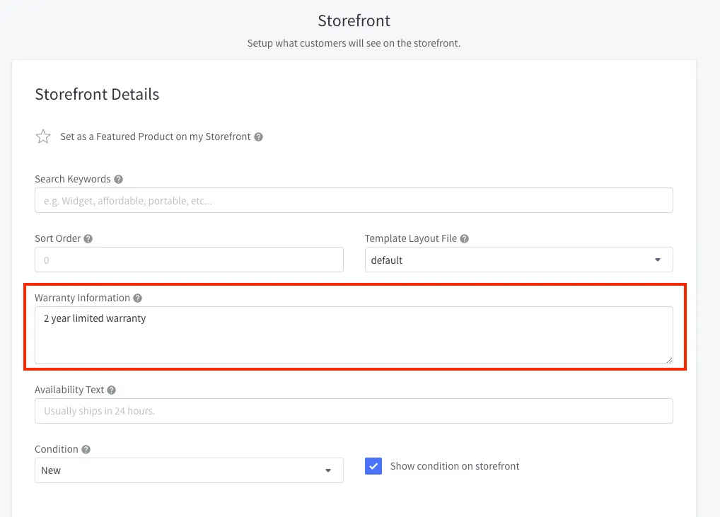 product warranty section