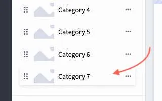 selecting a category from the list to edit